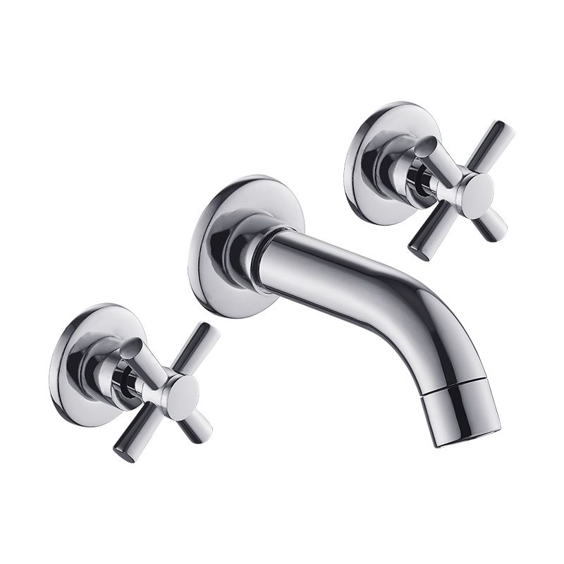 Modern bathroom faucet wall-mounted cross handles low arc faucet