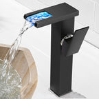 Modern Faucet for Sink Brass Lever Handles LED Waterfall Sink Mixer