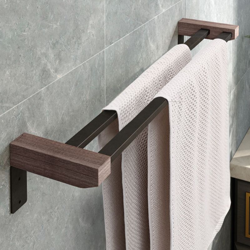 7-piece bathroom accessory set metal bath set with wood accents