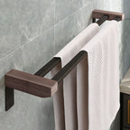 7-piece bathroom accessory set metal bath set with wood accents