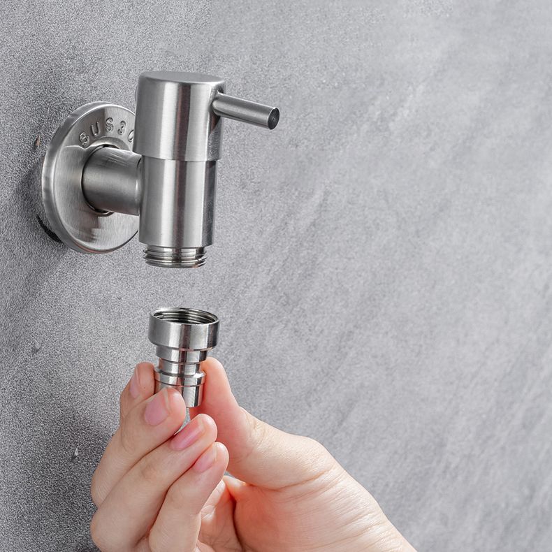 Contemporary wall-mounted bathroom faucet with lever handles made of stainless steel