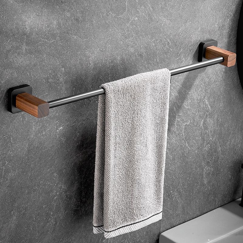 Wood & Aluminum Bathroom Set Brown Bathroom Accessory Set