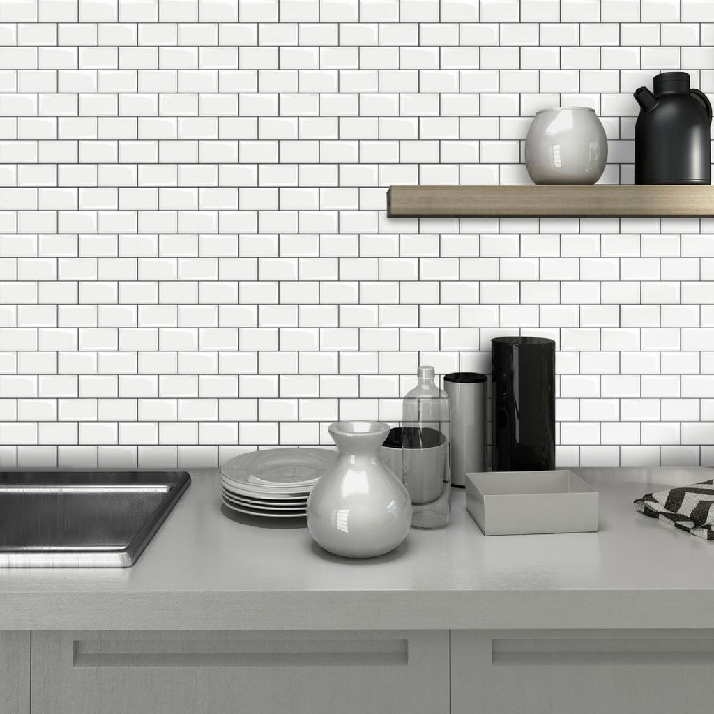 12"x 12" Resin Mosaic Tiles Square Self-Adhesive Tiles for Backsplash & Wall Tile