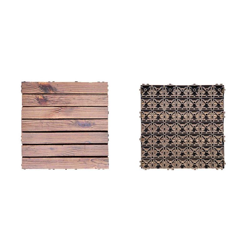 7-Slat Square Wood Floor Tiles Click Installation Outdoor Floor Tiles