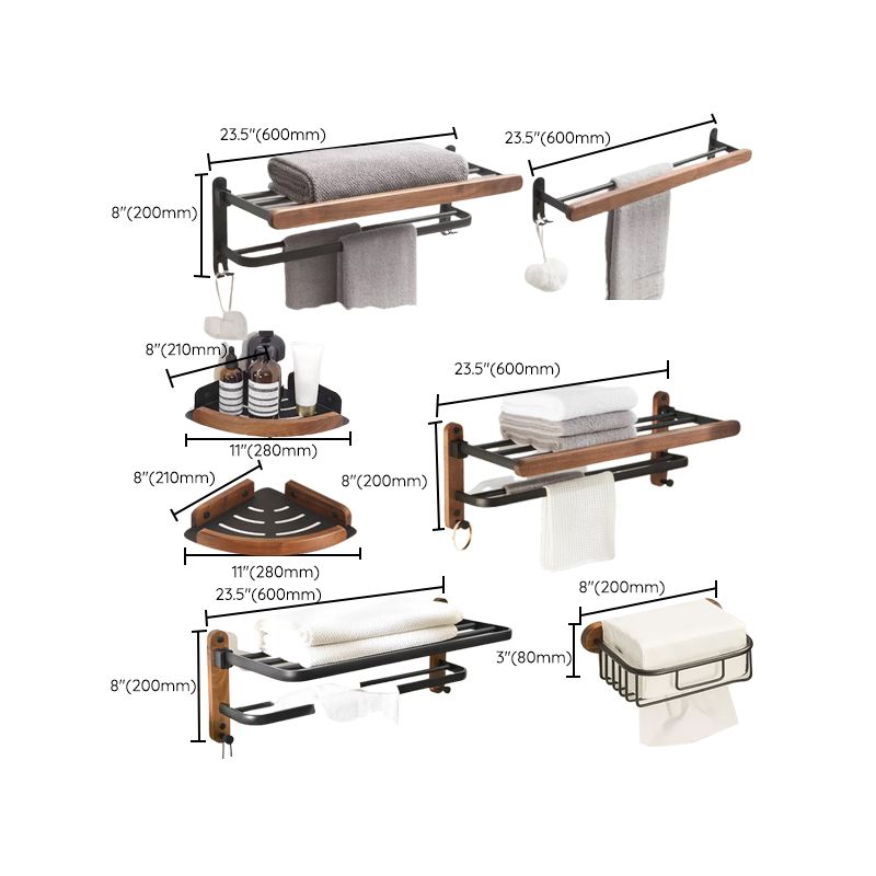 Modern Bathroom Accessory Set Aluminum & Wood Bathroom Fittings Set