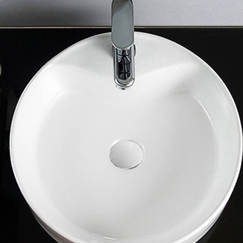 Contemporary Sink Porcelain Water Trough with Round Shape (Faucets Not Included)