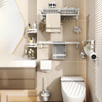 Modern style bathroom accessory set with bath shelf/towel holder/toilet brush in white