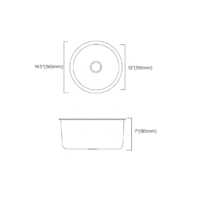 Classic Round Sink Stainless Steel Built-in Sink Non-Slip Round Basin for the Kitchen
