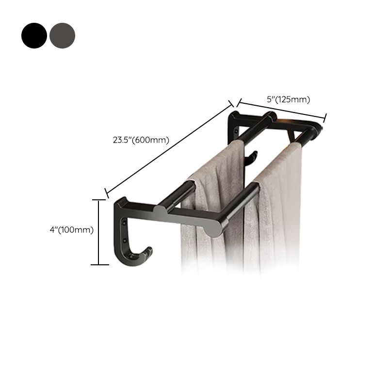 Contemporary bathroom accessory set made of matte stainless steel-aluminum with bathrobe hook/towel rail