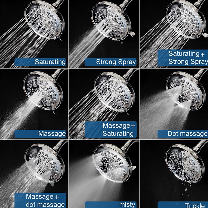 Contemporary Shower Combination Adjustable Shower Head Chrome Ceiling Mounted Round Shower Head