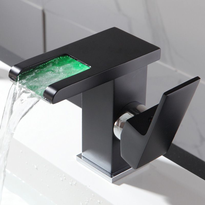 Basin faucet lever handle waterfall outlet bathroom fixture