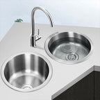 Contemporary Single Bowl Kitchen Sink Round Stainless Steel Sink with Drain Strainer Set