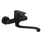 Low-Arc Bathtub Filler Black Lever Wall-Mounted Copper Bathtub Filler