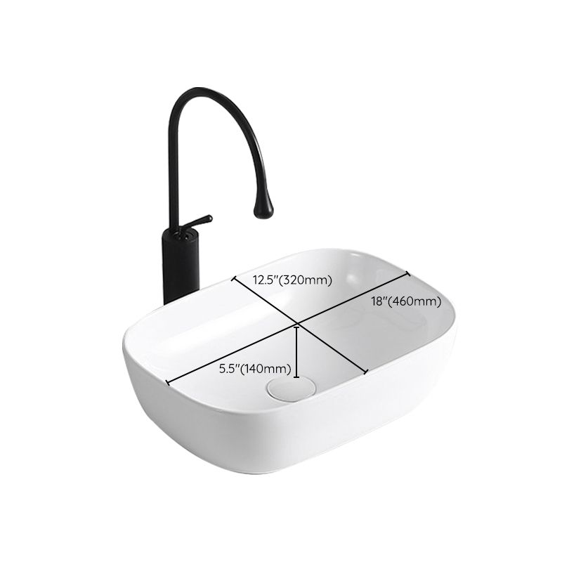 Modern Vessel Sink Porcelain Rectangular Vessel Sink (Not Including Faucet)