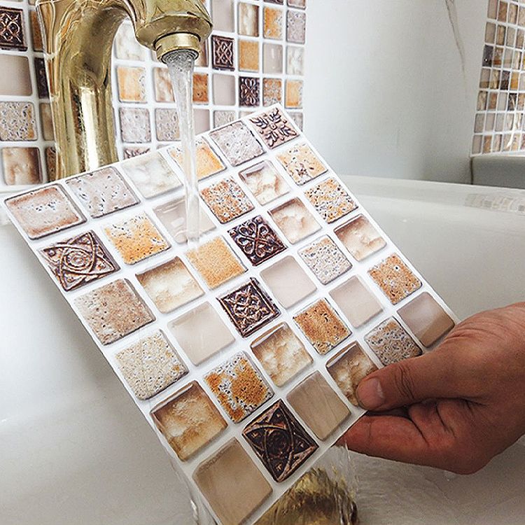 Plastic Peel & Stick Mosaic Tiles Mosaic Wallpaper with Square Shape