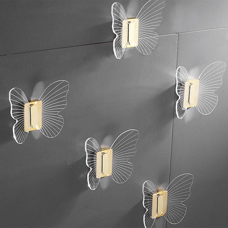 Modern Brass Bathroom Accessory Set Acrylic Butterfly Theme Bathrobe Hooks