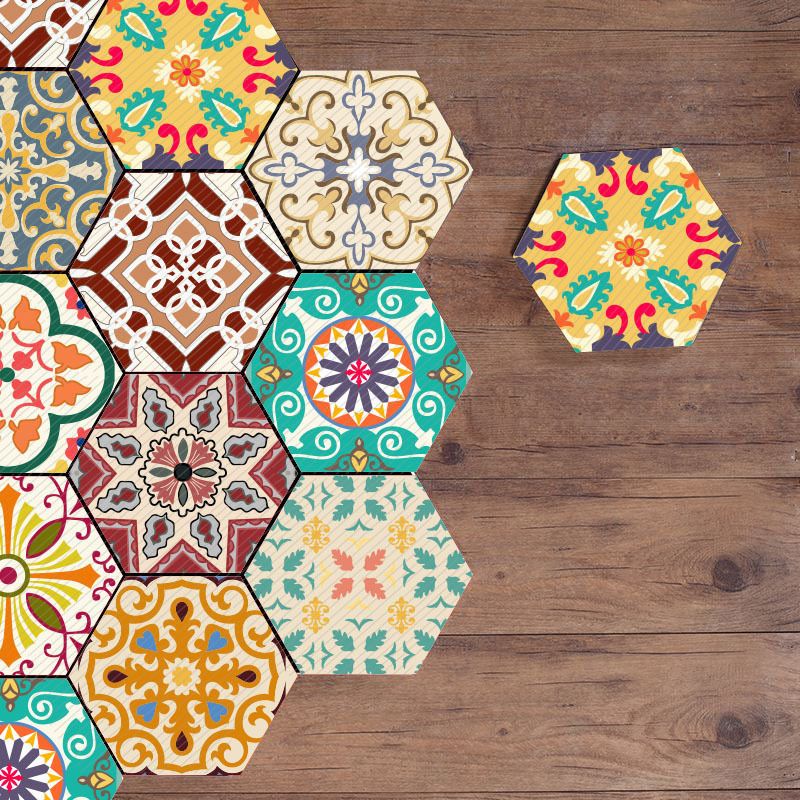 Plastic Mosaic Tile Wallpaper Hexagonal for Stick-On and Removable Back Wall Tile