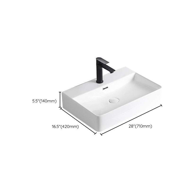 Modern Vessel Sink Porcelain Rectangular Vessel Sink (Not Including Faucet)