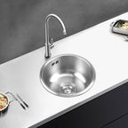 Round Stainless Steel Kitchen Sink with Drain Assembly Built-in Sink