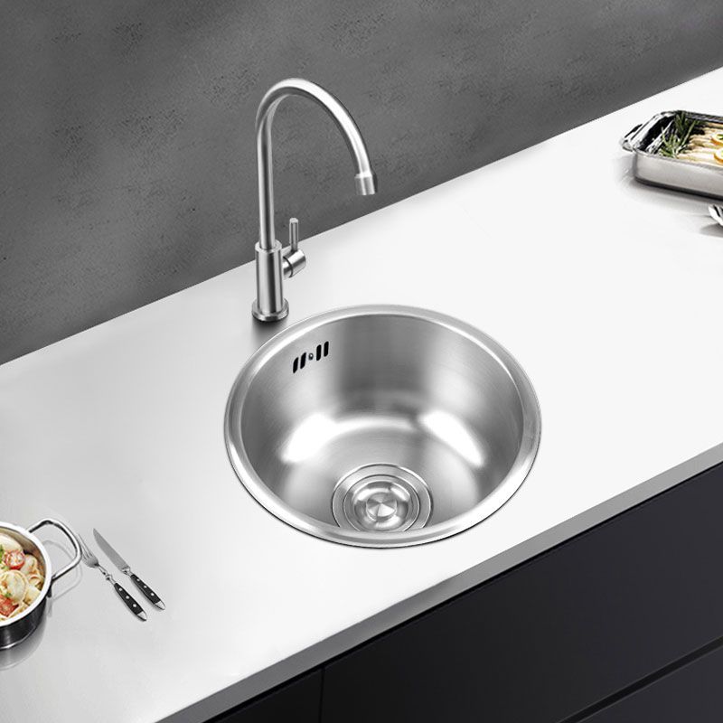 Round Stainless Steel Kitchen Sink with Drain Assembly Built-in Sink