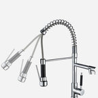 Glam Basin Faucet Brass Lever Handles Spring Neck Three-Function Bathroom Sink Tap