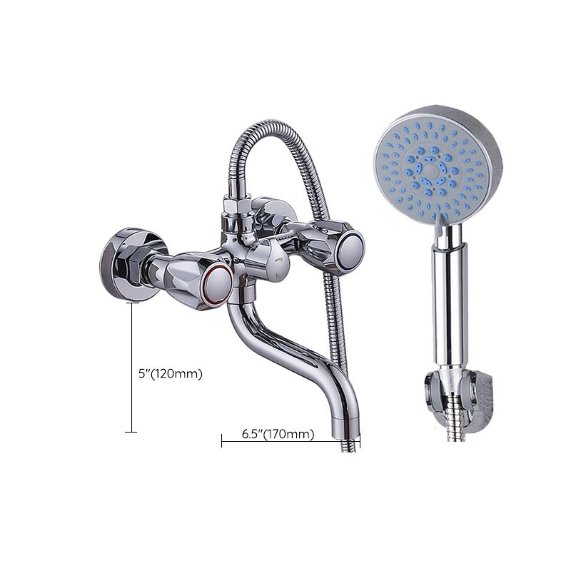 Chrome Bathroom Faucet Trim Wall-mounted Swing Faucet with Hand Shower