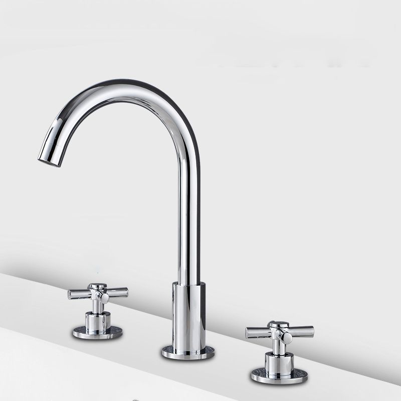 Goose Neck Bathroom Basin Faucet 2 Handles Hot and Cold Water Basin Faucet with Drain