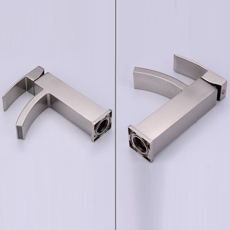 Cubic Chrome Bathroom Faucet Low Arc Single Lever Basin Faucet