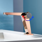 Modern Bathroom Sink Faucet Brass Knob Handle Low Arc Basin Faucet