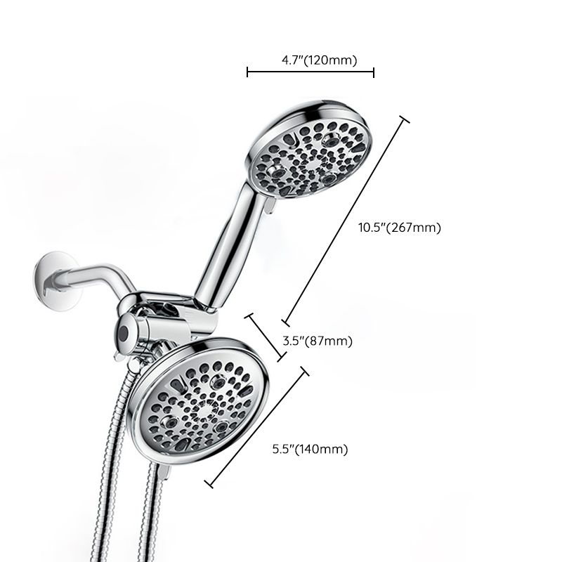 Contemporary Shower Combination Adjustable Shower Head Chrome Ceiling Mounted Round Shower Head