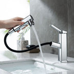 Contemporary Vessel Sink Faucet Copper Single Handle Low Arc Pull Down Vessel Faucet