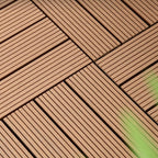 12" X 12" PVC 6-Slat Square Patio Tiles Snap Fit Installation Outdoor Floor Tiles