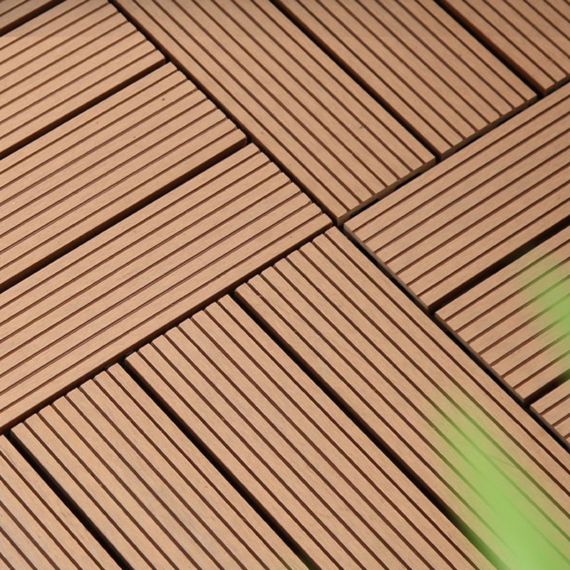 12" X 12" PVC 6-Slat Square Patio Tiles Snap Fit Installation Outdoor Floor Tiles