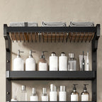 Modern Bathroom Set Matte Black Bathroom Shelf Towel Holder Bathroom Accessories Set