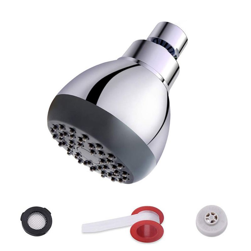 Silver Round Shower Head Standard Spray Pattern Wall Mounted Shower Head