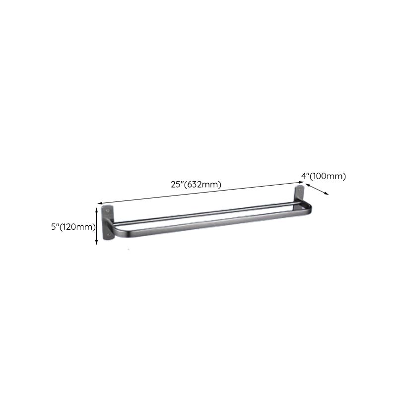 Contemporary bathroom accessory set made of aluminum with towel holder/bath shelf