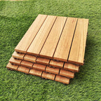 Teak-Finish 5-Slat Square Wooden Floor Tiles Connection Garden Tiles