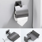 Contemporary bathroom accessories single piece or in a set made of gray metal