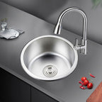 Round Stainless Steel Sink Built-in Sink with Basket Strainer