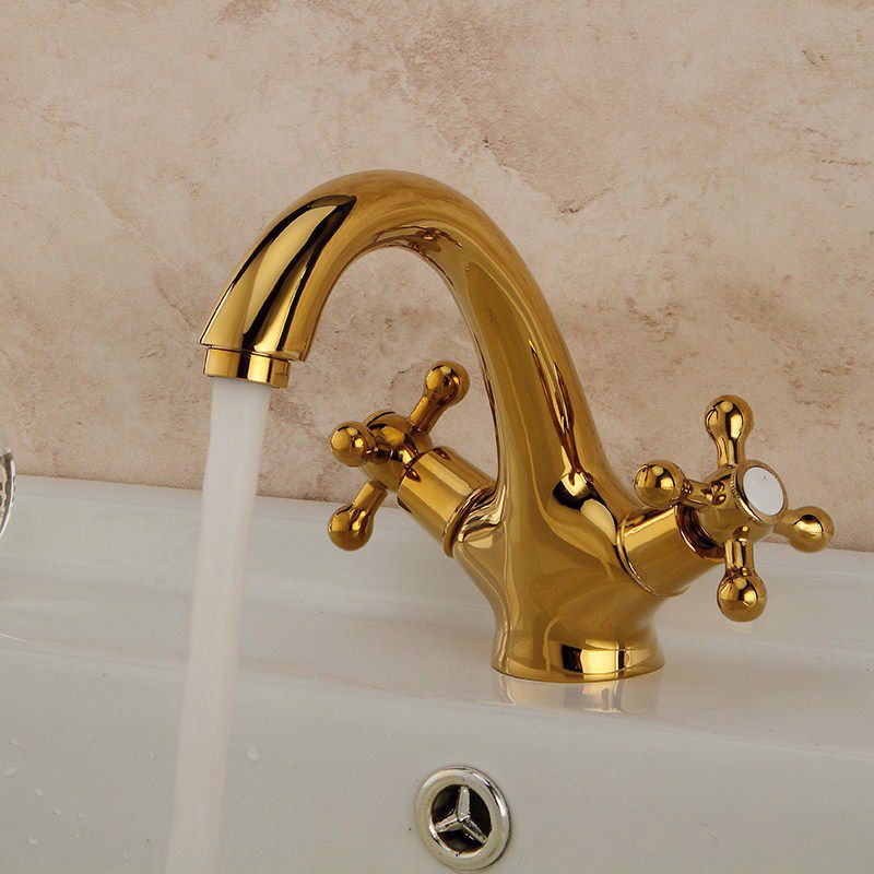 Industrial Widespread Bathroom 2 Faucet Cross Handles Sink Faucet