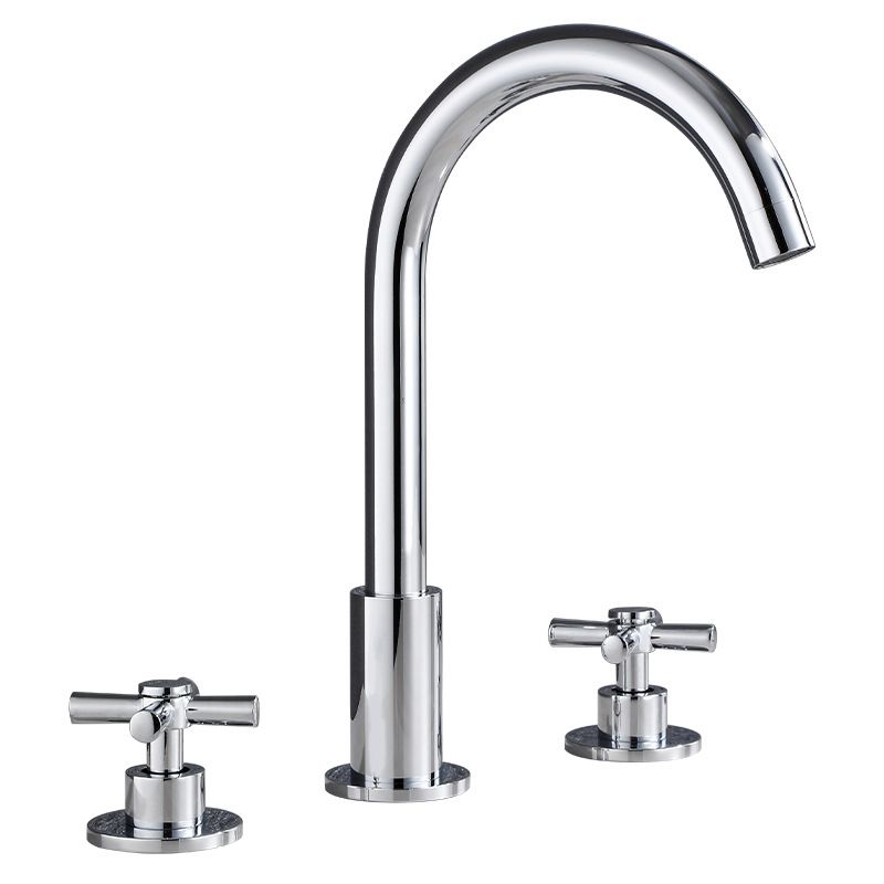 Goose Neck Bathroom Basin Faucet 2 Handles Hot and Cold Water Basin Faucet with Drain