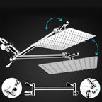Contemporary Dual Shower Head Square High Arc Shower Head Combination in Chrome