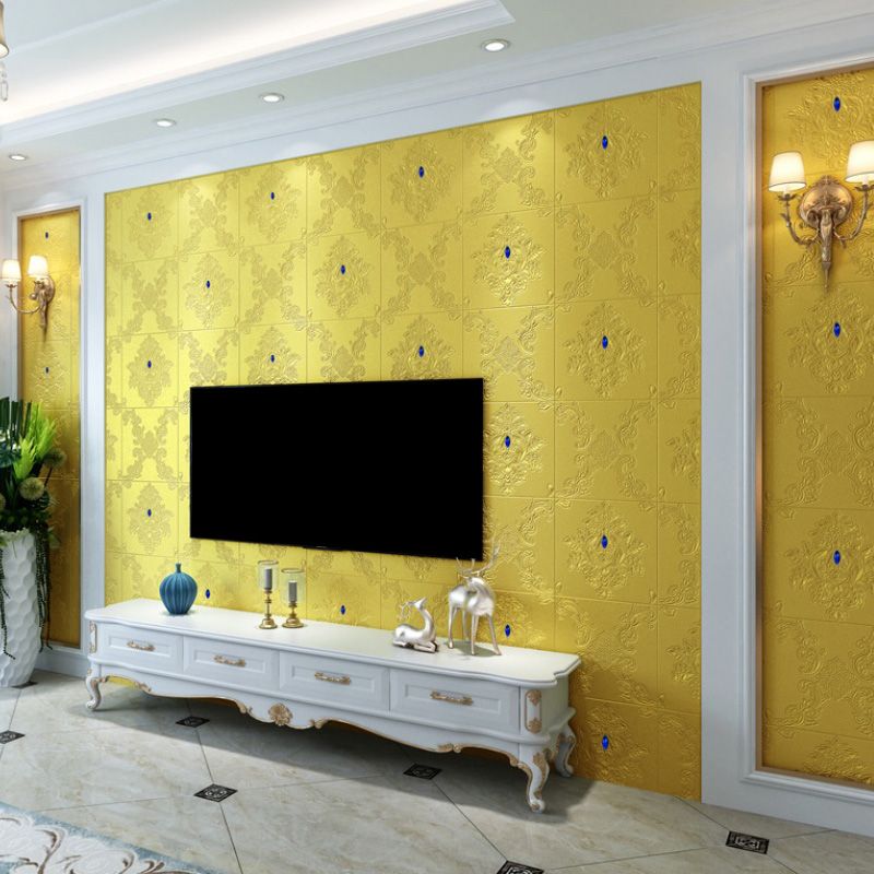 Glam Style Foam Wall Panel Living Room 3D Embossed Waterproof Wall Panel