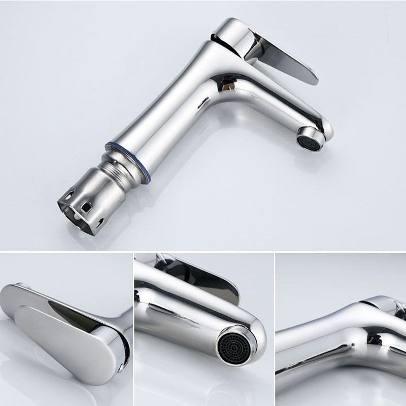 Contemporary Stainless Steel Sink Faucet Lever Handles Low Arc Sink Faucet