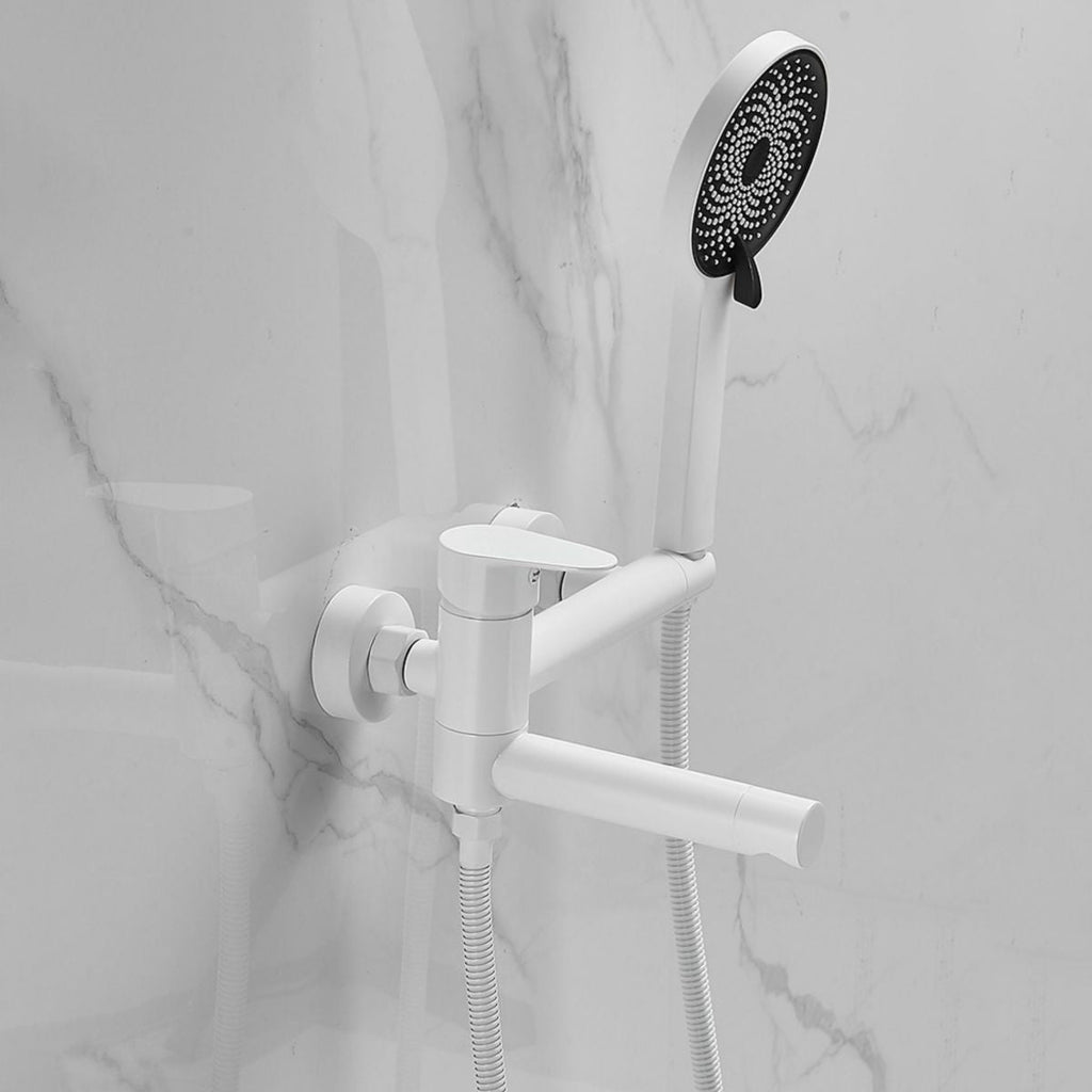 Contemporary Wall Mounted Bathtub Filler Single Handle Metal Faucet