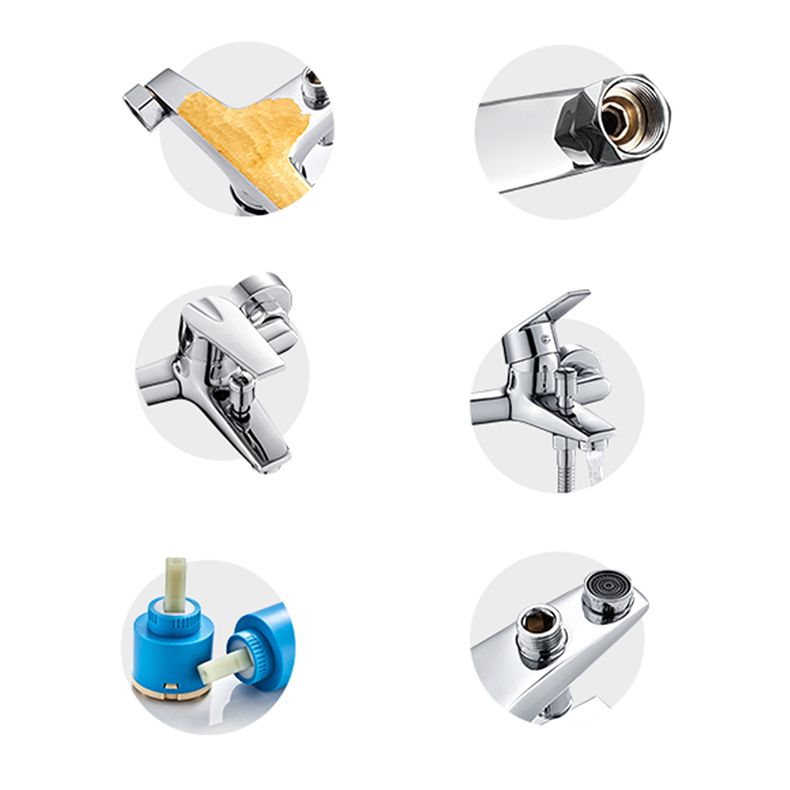 Contemporary Wall-Mounted Bathroom Faucet Lever Handles 2-Hole Faucet Brass Faucet