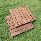 7-Slat Square Wood Floor Tiles Click Installation Outdoor Floor Tiles