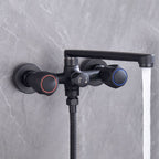 Modern Bathtub Faucet Trim Black Wall Mounted Swivel Spout with Hand Shower