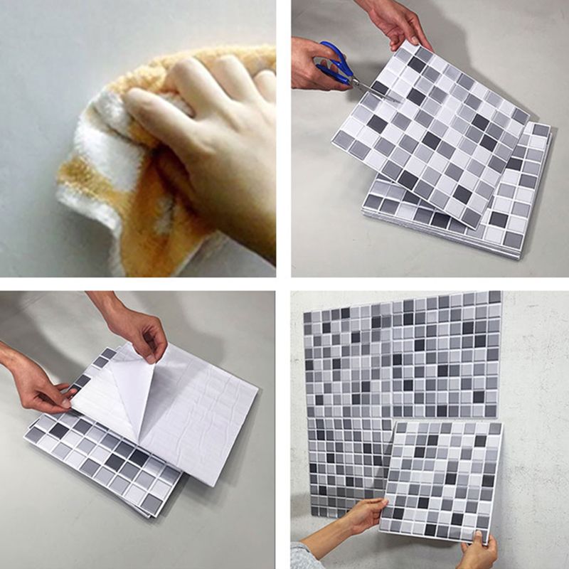 Tile Stripping & Gluing Square Mosaic PVC Stain Resistant Stripping and Gluing Plates for Shower 5 Pack