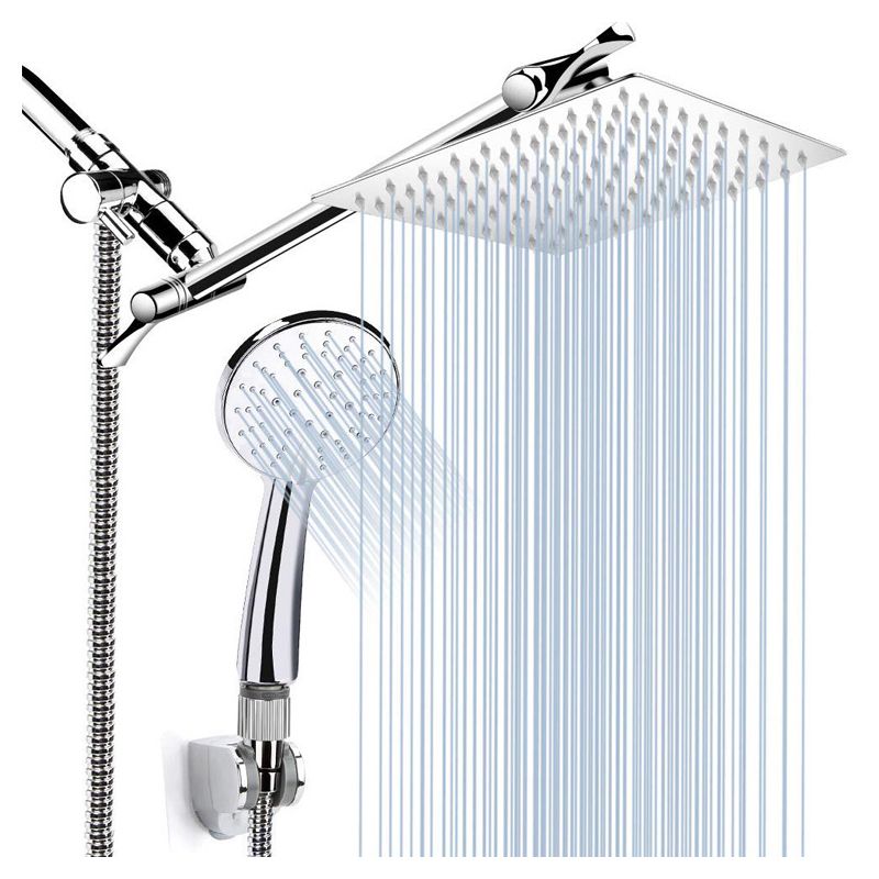 Silver Dual Shower Head 3 Settings Medium Flow Wall Mounted Shower Head